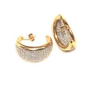 Adam & Martucci 925 Sterling Silver Mesh Hoop Earrings 18K Gold Plated Italy